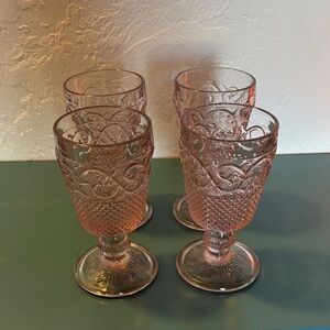 Elegant Pink Glass Goblets Set